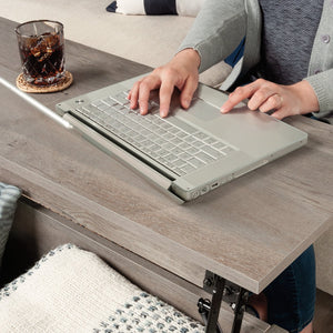 English Elm Lift-Top Coffee Table With Versatile Storage & Stylish Brown Finish For Modern Living Spaces B356P367796