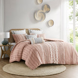 INK+IVY Imani Global Inspired Cotton Printed Comforter Set with Chenille II10-1094 Blush