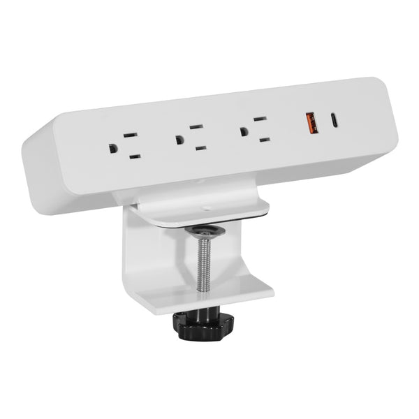 OSP Home Furnishings Clamp-mount Power Station with Ac Outlets and Usb Port for Desk or Workbench Clamp-Mount White PM5311W
