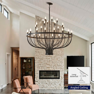 English Elm Industrial Matte Black 33-arm Candelabra Chandelier Large Dining Room Statement Fixture W2991P406724