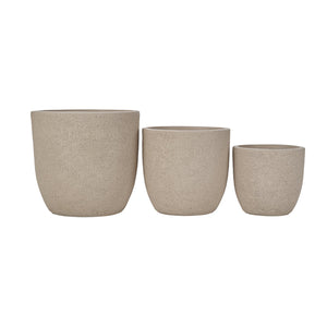 English Elm U_style Mgo Concrete Look Round Planters Set of 3 Lightweight Stackable Outdoor Pots Beige+Yellow N711P406670E