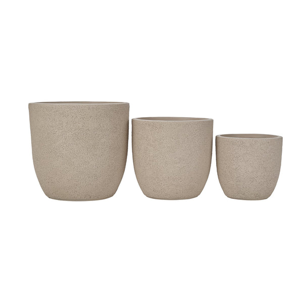 English Elm U_style Mgo Concrete Look Round Planters Set of 3 Lightweight Stackable Outdoor Pots Beige+Yellow N711P406670E