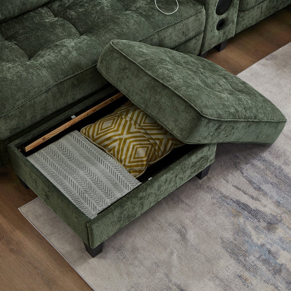 English Elm Swivel Barrel Accent Chair Chenille Tufted Round Club Seat for Living Room Lounge Green N719S002290F