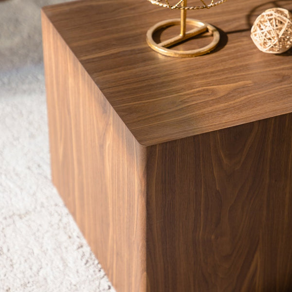 English Elm Set of 2 Cube Nesting Tables Mdf Wood Grain Finish Compact Modern Living Room Accent W3158P395509