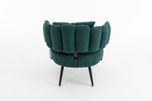 English Elm Decorative Chenille Barrel Tub Chair with Pocket Coil Cushion for Cozy Reading Nooks Green W5188P462020