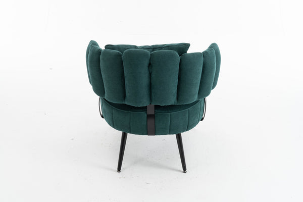 English Elm Decorative Chenille Barrel Tub Chair with Pocket Coil Cushion for Cozy Reading Nooks Green W5188P462020
