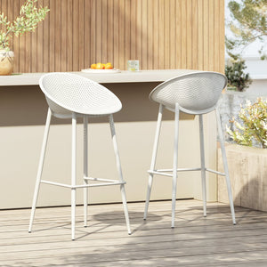English Elm Gable Outdoor Barstools Set of 2 Iron Framed Resin Mesh Patio Counter Seating N775P176689W