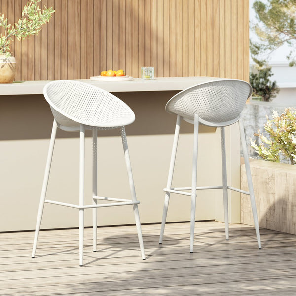 English Elm Gable Outdoor Barstools Set of 2 Iron Framed Resin Mesh Patio Counter Seating N775P176689W