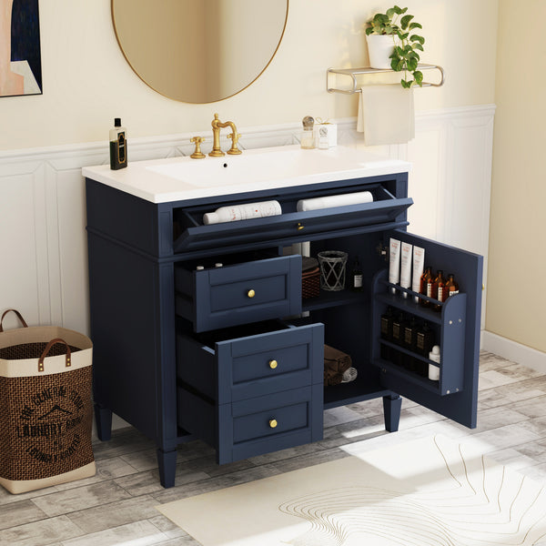 English Elm 36'' Modern Bathroom Vanity With Single Sink, 2 Drawers & Adjustable Shelf For Stylish Storage Solutions SW000119AAC-2