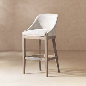 English Elm Jennifer Taylor Home - Newport 30.5" Coastal Curved Back Barstool Gray Upholstered Counter Height Rustic Poplar Finish Chic Comfort B2719P391775