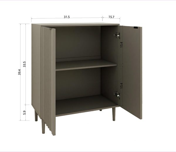 English Elm Modern Kitchen Storage Cabinet Antique Grey Engineered Wood with Versatile Shelving, Durable Design, Space-Saving Elegance W2139P306373