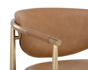 Sunpan Heloise Counter Stool - Elegant Faux Leather Design With Gold Stainless Steel For Modern Dining Spaces Brown Faux Leather 112064