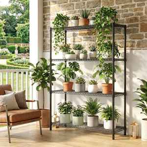 English Elm 1400 Lbs Capacity Four Tier Wire Shelving Unit Heavy Duty Steel Garage Pantry Rack Black W5386P445377