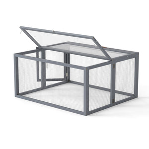 English Elm Folding Rabbit Hutch Fir Wood Galvanized Mesh Outdoor Enclosure with Secure Access W2181P363010