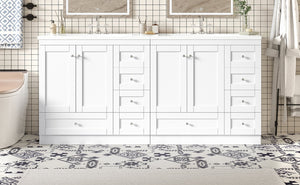 English Elm 72-inch Shaker Double Sink Freestanding Vanity with Resin Basins and Soft Close Storage N729P000010K-2