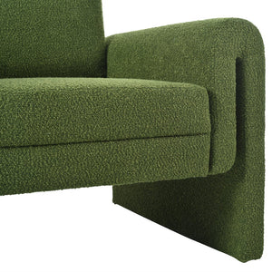 English Elm Christopher Knight Home® - Modern Bouclé Upholstered Accent Chair with Rounded Arms, Solid Wood Frame, 330lb Capacity, Luxe Comfort Green N765P248341N