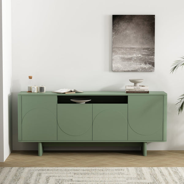 English Elm Ella 71" Sideboard with Soft-Close Doors, Adjustable Shelves, 9 Cubby Spaces & Modern Sled Legs Sage Green B365S00108