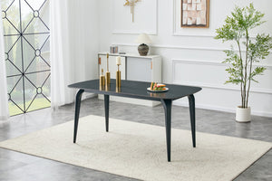 English Elm Modern Sintered Stone Rectangular Dining Table with Gold Accent Metal Base W3493S00015