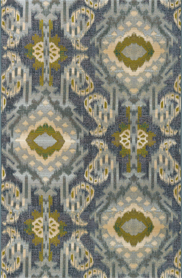 Unique Loom Outdoor Modern Union Machine Made Geometric Rug Blue, Navy Blue/Ivory/Gray/Green 5' 3" x 8' 0"