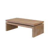 English Elm Natural Wood Living Room Table Versatile Coffee Table 2-Tiered Wood Tabletop Table 47.6" L * 23.6" W * 16.3" H