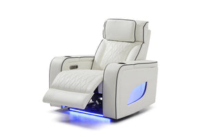 English Elm Lumin Power Recliner Faux Leather Chair with Led Lighting and Built in Usb Charging White B078P497929