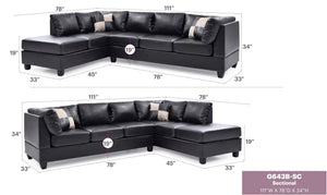 English Elm Malone G643B-Sc Black Sectional Sofa – Modern Comfort, Modular Design & Easy-Clean Pu Upholstery B078S00064