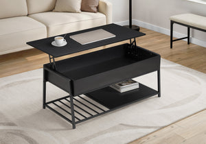 English Elm Coffee Table Lift Top Rectangular with Hidden Storage Black Metal Base Modern Living Room B2710P461747