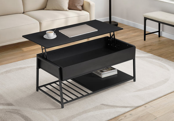 English Elm Coffee Table Lift Top Rectangular with Hidden Storage Black Metal Base Modern Living Room B2710P461747
