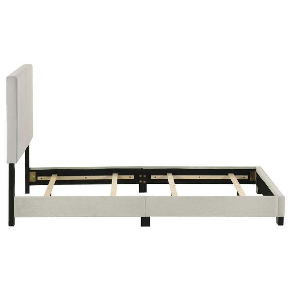 English Elm Efram Upholstered Twin Bed with Padded Headboard and Matte Black Wood Legs B062P441120