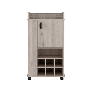 English Elm Fargo Grey Bar Cart Cabinet with 6 Wine Slots, Open Shelf, Spacious Top Surface & Smooth Casters B070P188865