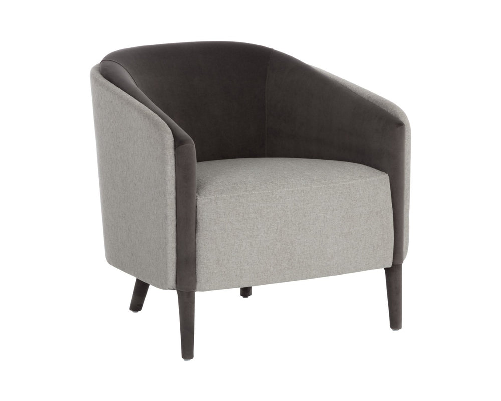 Sunpan SHEVA Armchair - Elegant Barrel-Back Design in Ernst Sandstone & Meg Ash for Modern Interiors 110340