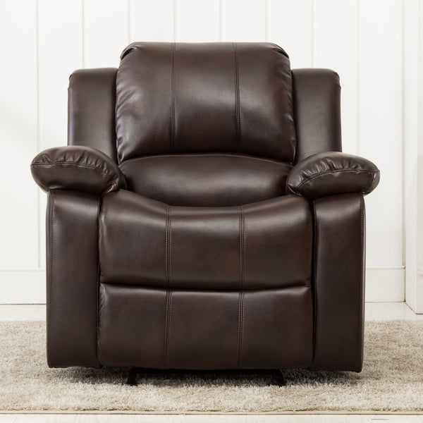 English Elm Charlotte Burnished Brown Leather Gel Glider Recliner - Stylish Comfort With Durable Design & Easy Recline B050P322572