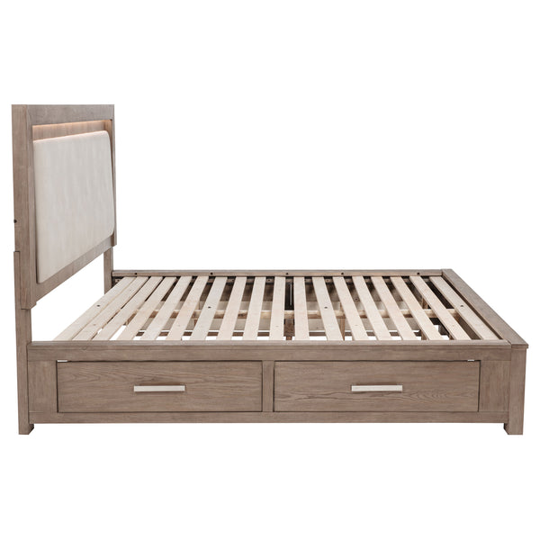 English Elm Gibbons Eastern King Storage Bed with Led Headboard and Four Under Bed Drawers B062S01576