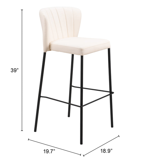 Linz Barstool - Set of 2 Cream 109782 Zuo Modern