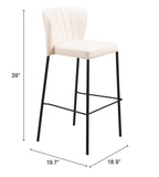 Linz Barstool - Set of 2 Cream 109782 Zuo Modern