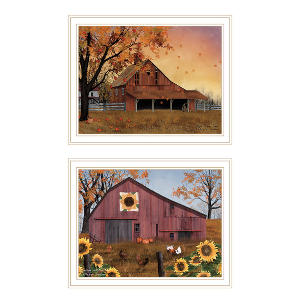 English Elm Trendy Decor 4u Billy Jacobs Autumn Barn Framed Wall Art Set for Farmhouse Rooms B067P255226