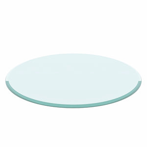 English Elm 24" Round Tempered Glass Tabletop - Clear, Beveled Edge, Durable & Modern For Home Or Office Use W241P248451