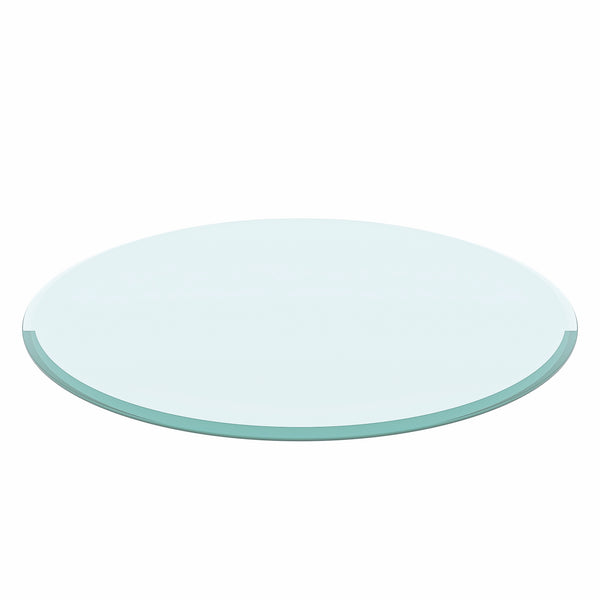 English Elm 24" Round Tempered Glass Tabletop - Clear, Beveled Edge, Durable & Modern For Home Or Office Use W241P248451