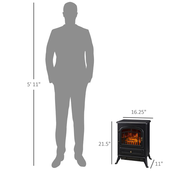 English Elm Homcom 22" Electric Fireplace Heater With Realistic Led Flames, Two Heat Settings & Safety Features W2225P249852