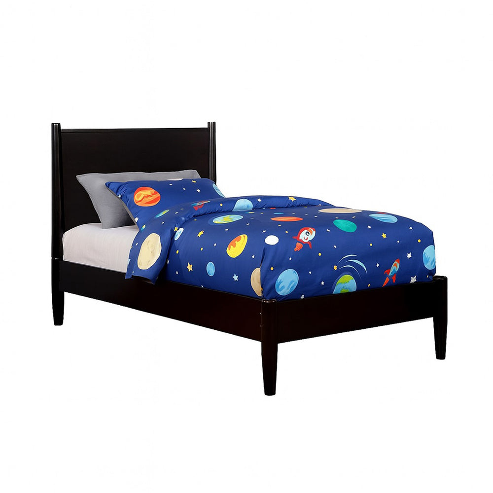 English Elm Mid-Century Twin Size Wooden Platform Bed In Elegant Black Finish - Stylish, Durable, Space-Saving Design B016S00026