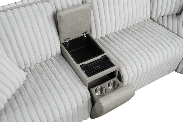 English Elm Ramona Luxurious Corduroy Power Reclining Sectional with Wireless Charging, Hidden Tray & Cupholders B009S02106