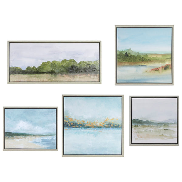 JLA Home Madison Park - Abstract Impressionist 5-Piece Gallery Canvas Set by Katija Bjelajac — Textured Metallic Accents, Rustic Framed, Ready-to-Hang Wall Art for Living Room Decor MT95C-0035