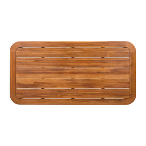 English Elm Modern Solid Acacia Wood Dining Table Seats Six with Cylindrical Legs Indoor Outdoor N776P381093T