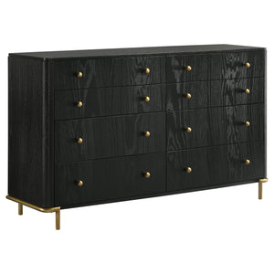 English Elm Anser 8-Drawer Black Dresser With Gold Knobs - Modern Storage Solution For Stylish Bedrooms B062P358455
