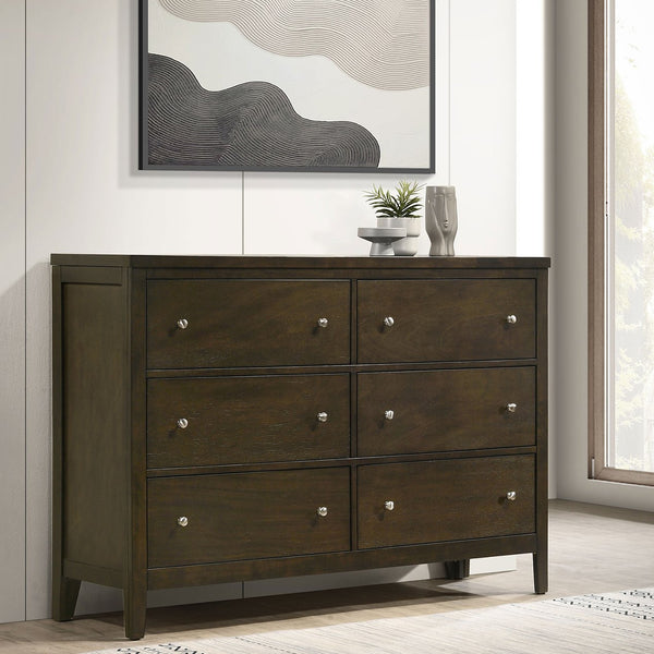 English Elm Clement 6-Drawer Dresser Cabinet In Dark Cocoa – Elegant Storage Solution For Modern Bedrooms B062P375567