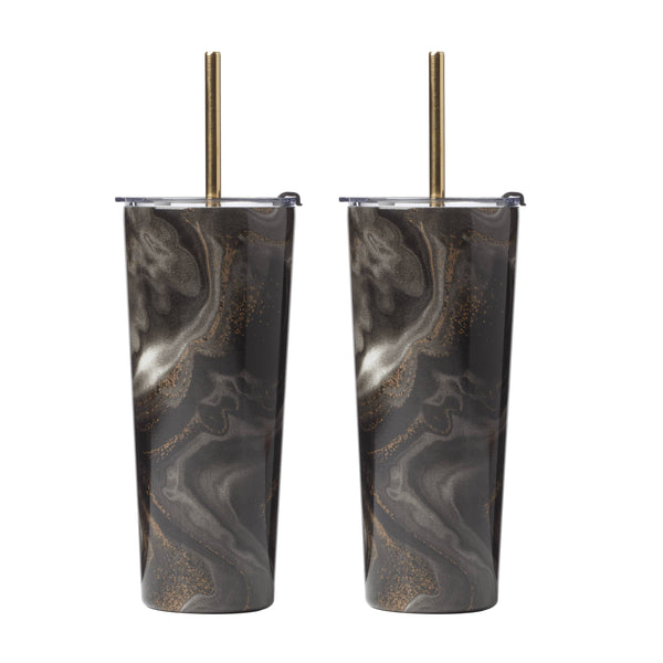 Lenox Cambridge 24 Oz Black Geo Insulated Tumblers, Set of 2 NO COLOR METAL E9516BKCB2DS