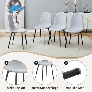 English Elm Table and Chair Set Round Tempered Glass Top with X Base and Four Pu Leather Seats Black,Light Gray W1151S04379