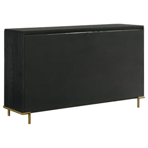 English Elm Anser 4-Piece Queen Bedroom Set – Modern Rattan With Gold Accents, Ample Storage & Elegant Design B062S01253