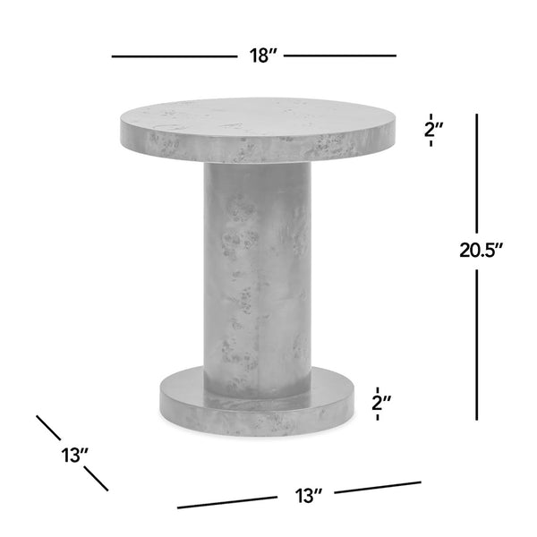 English Elm Bolin Burl Wood Round Side Table Sculptural Pillar Base Walnut Accent Piece B2719P280166