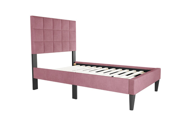 English Elm Twin Bed With Adjustable Headboard – Stylish Upholstered Design, Biscuit Tufting & Easy Assembly Options B089P240519-GIGA